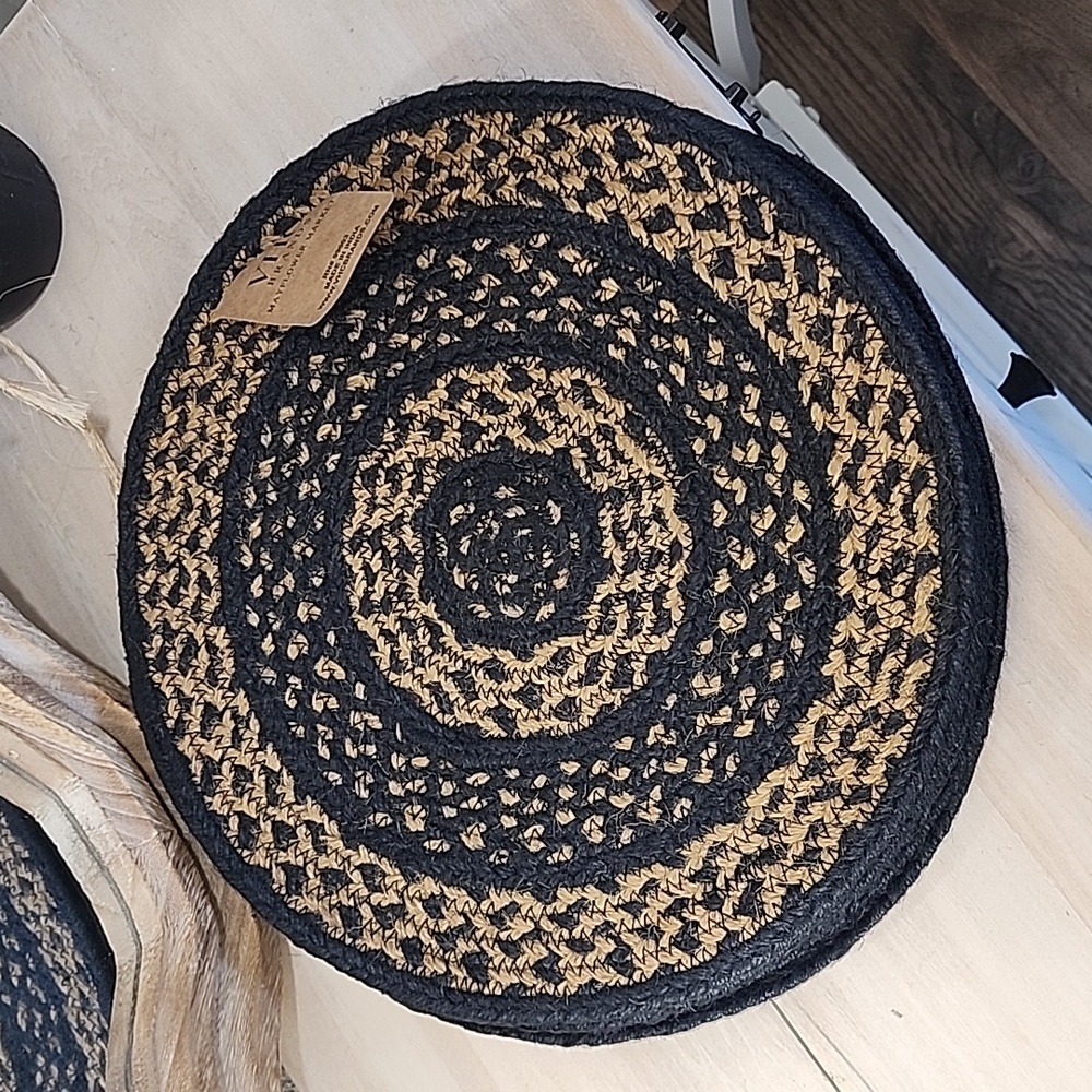 VHC Brands Classic Country Primitive Kitchen-Farmhouse Jute Black Tablem…